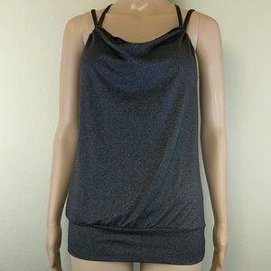 [Lucy] Grey Black Strappy Bra Workout Tank XS